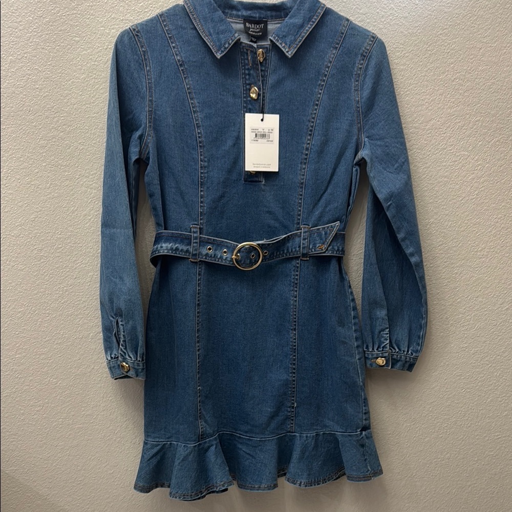 Bardot Blue Polo Collar A-Line Dress
